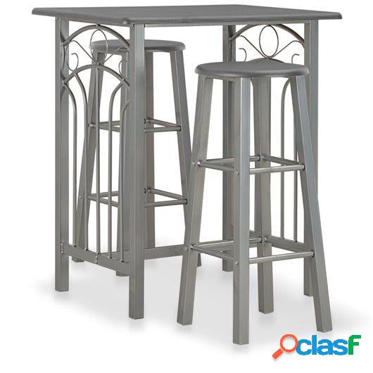 Set mesa y sillas altas de cocina 3 pzas madera acero