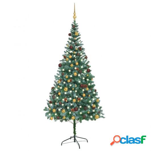 Set árbol de Navidad artificial con LED, bolas y piñas 210