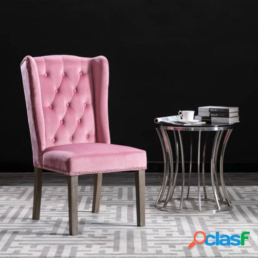 Silla de comedor de terciopelo rosa