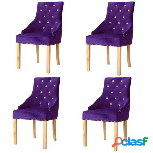 Silla de comedor madera roble maciza y terciopelo morado 4