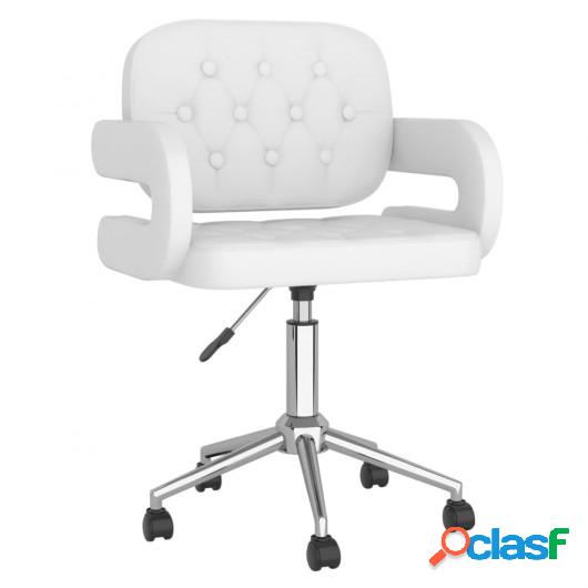Silla de oficina giratoria de cuero sintético blanco