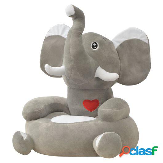 Silla de peluche para niños elefante gris