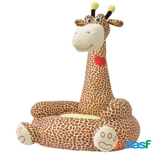 Silla de peluche para niños jirafa marrón