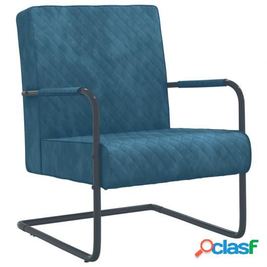 Silla voladiza de terciopelo azul