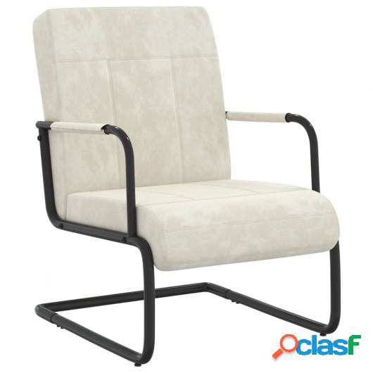 Silla voladiza de terciopelo blanco crema