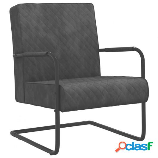 Silla voladiza de terciopelo gris oscuro