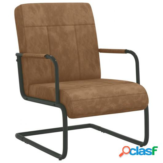 Silla voladiza de terciopelo marrón