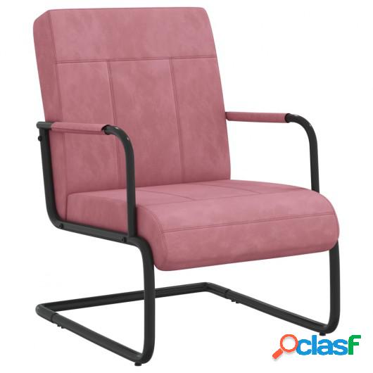 Silla voladiza de terciopelo rosa