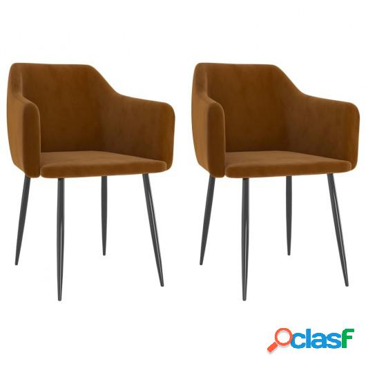 Sillas comedor 2 unidades de terciopelo marrón