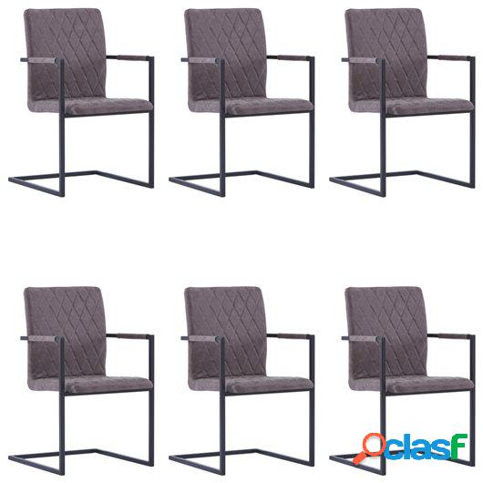 Sillas comedor cantilever 6 uds cuero sintético marrón
