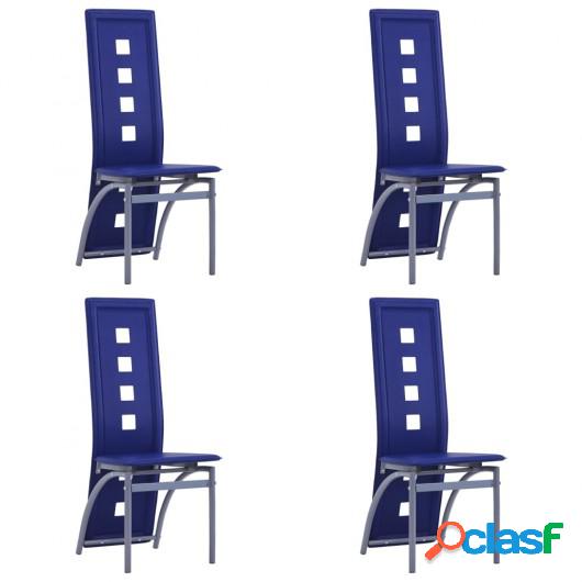 Sillas de comedor 4 unidades cuero sintético azul