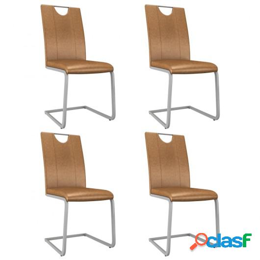 Sillas de comedor 4 unidades cuero sintético marrón