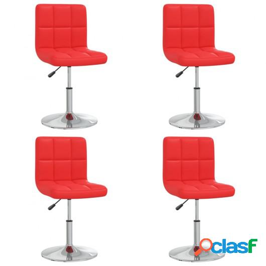 Sillas de comedor 4 unidades cuero sintético rojo