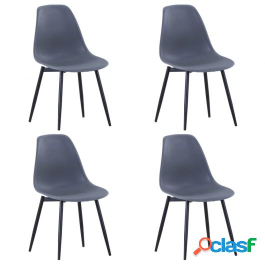 Sillas de comedor 4 unidades gris PP