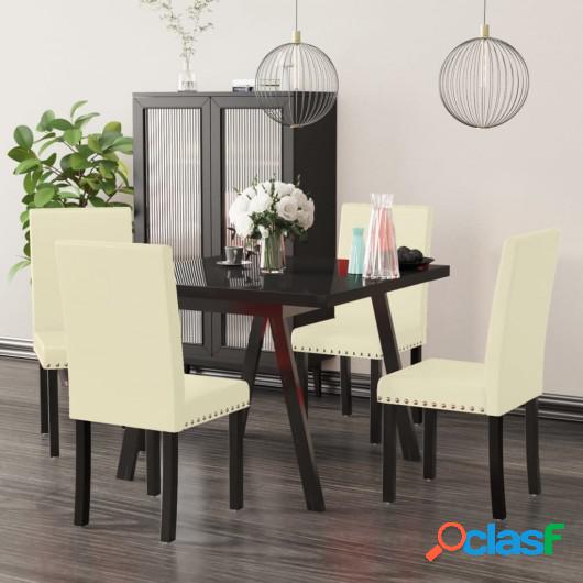 Sillas de comedor 4 unidades tela color crema PVC