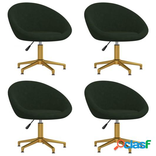 Sillas de comedor 4 unidades terciopelo verde oscuro
