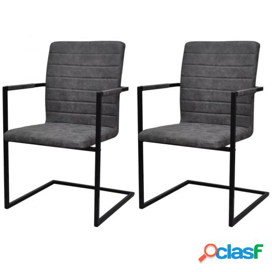 Sillas de comedor Cantilever 2 unidades grises