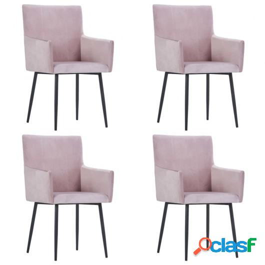 Sillas de comedor con reposabrazos 4 unidades terciopelo