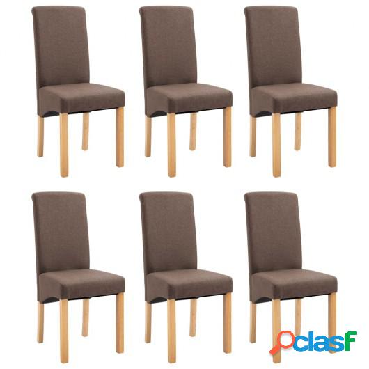 Sillas de comedor de tela marrón 6 unidades