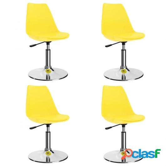 Sillas de comedor giratorias 4 uds cuero sintético amarillo