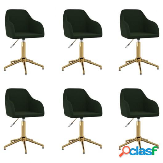 Sillas de comedor giratorias 6 unidades terciopelo verde