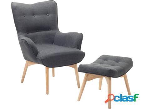 Sillón con Reposapiés Vejle (Gris - Poliéster -78x81x100