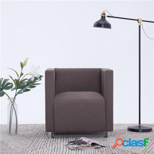 Sillón en forma de cubo de poliéster color gris taupe