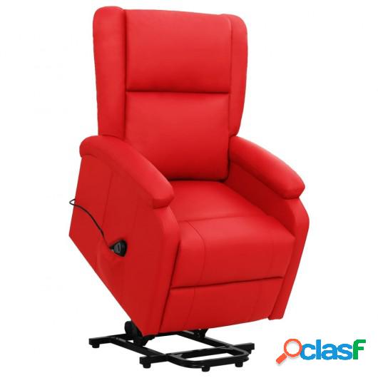 Sillón reclinable de pie de cuero sintético rojo