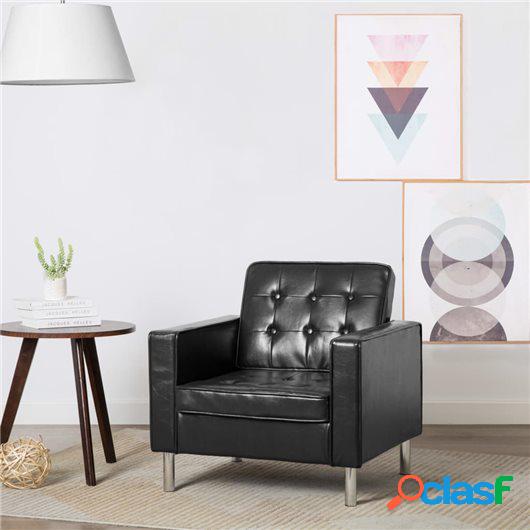 Sillón tapizado de piel sintética negra 75x70x75 cm