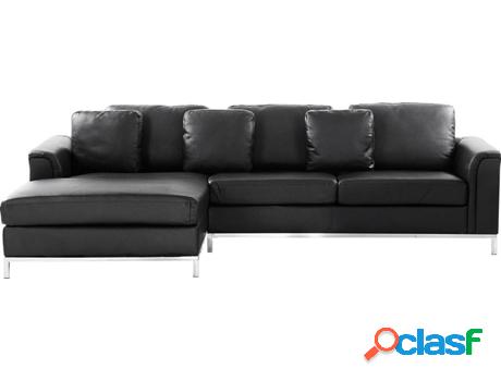 Sofá BELIANI Oslo (Negro - Piel -151x270x64 cm)
