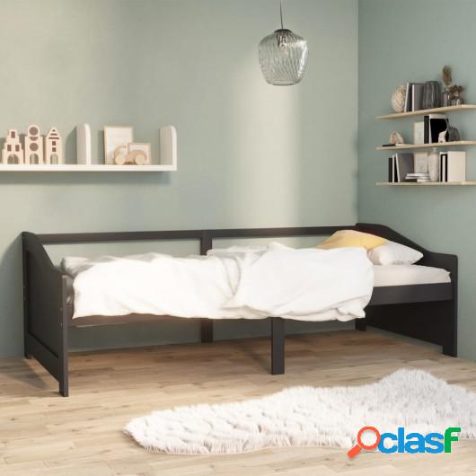 Sofá cama 3 plazas madera maciza pino gris oscuro 90x200 cm