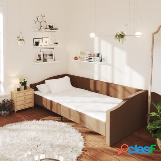Sofá cama USB de tela marrón 90x200 cm