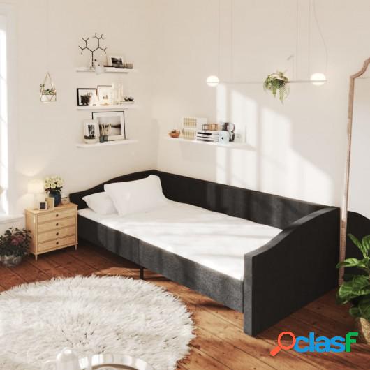 Sofá cama con colchón USB de tela negro 90x200 cm