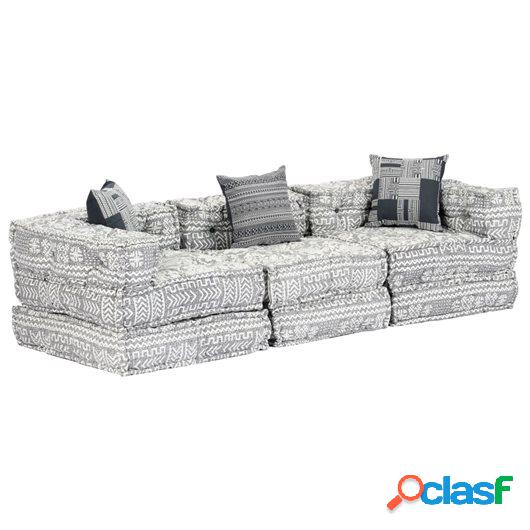 Sofá cama modular de 3 plazas tela gris claro