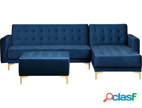 Sofá con Reposapiés Aberdeen (Azul - Terciopelo
