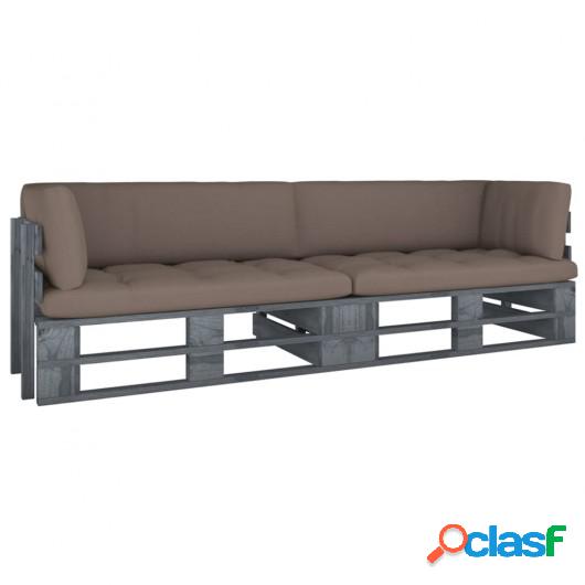 Sofá de palets 2 plazas cojines gris madera de pino