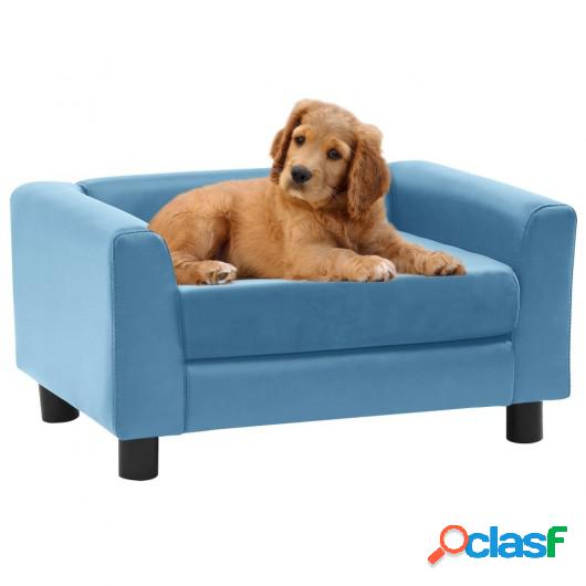 Sofá de perro felpa y cuero sintético turquesa 60x43x30 cm