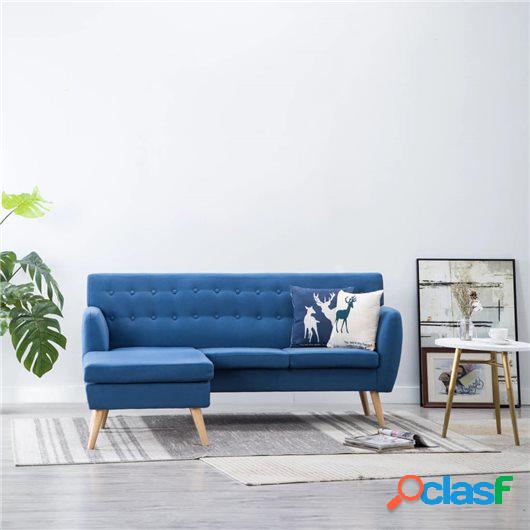 Sofá en forma de L tapizado de tela azul 171,5x138x81,5 cm