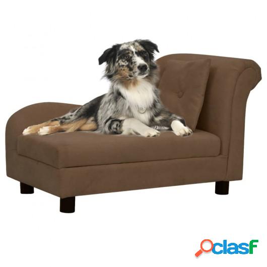 Sofá para perros con almohada marrón felpa 83x44x44 cm