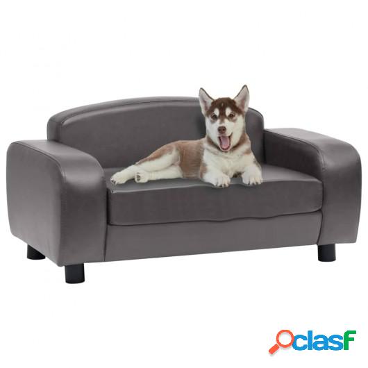 Sofá para perros cuero sintético gris 80x50x40 cm