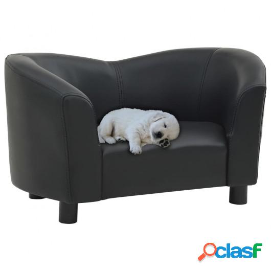Sofá para perros cuero sintético negro 67x41x39 cm