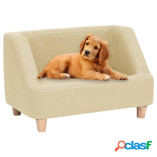 Sofá para perros de lino crema 60x37x39 cm