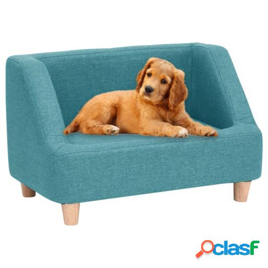 Sofá para perros de lino turquesa 60x37x39 cm