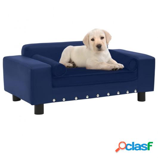 Sofá para perros felpa y cuero sintético azul 81x43x31 cm