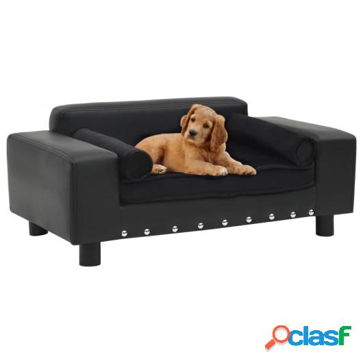 Sofá para perros felpa y cuero sintético negra 81x43x31 cm