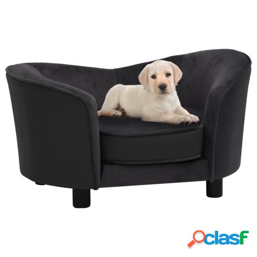 Sofá para perros felpa y cuero sintético negro 69x49x40 cm