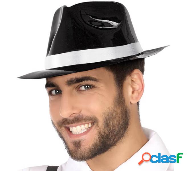 Sombrero de Mafioso Negro y Blanco con Brillo