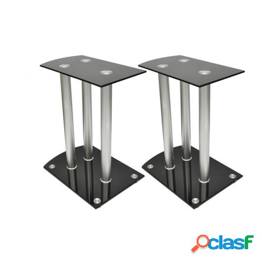 Soporte para altavoz, de cristal negro y aluminio, 2