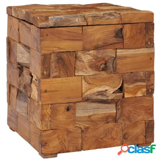 Taburete con almacenamiento madera maciza de teca 40x40x45
