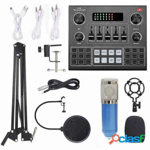 Tarjeta de sonido multifuncional Live V9 y kit de micrófono